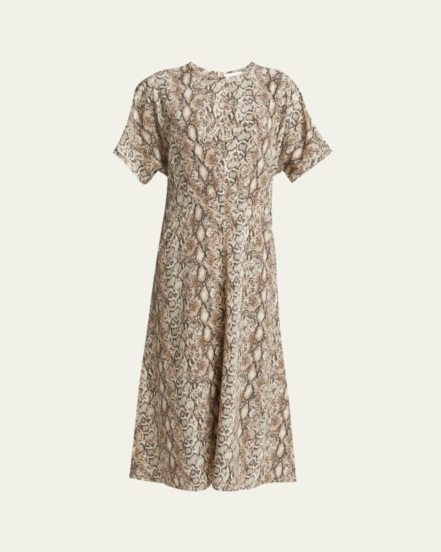 Keany Snake Print Midi Dress